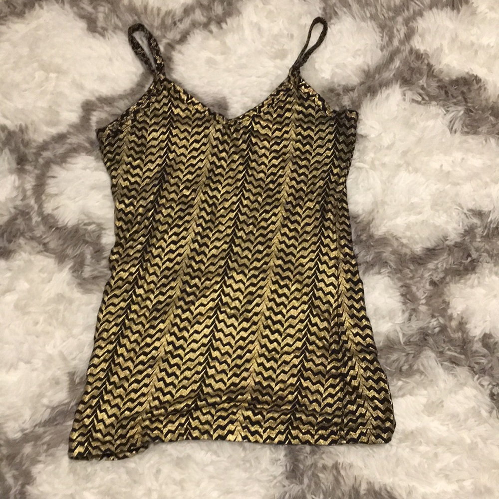 Gold and black chevron tank top